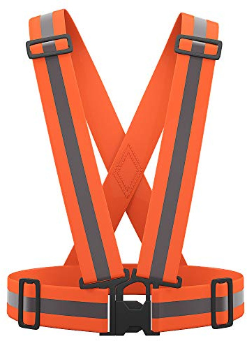 AYKRM Gilet de Sécurité Réfléchissant Haute visibilité Réglable Gilet de Sécurité pour La Course, Le Vélo, La Moto (S-XXL, Orange)