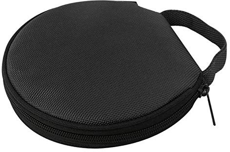 Losuya Tragbare runde CD/DVD-Aufbewahrungstasche für 20 CDs und DVDs, Schwarz, Oxford-Gewebe, 16 x 3 cm (L x H), für Auto, Zuhause und Büro
