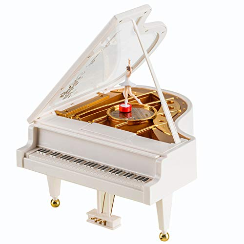 Hvogvok Ballerina Music Box，Piano Music Box for Women Girls White Valentine's Day Present Mechanical Classical Ballet Girl Dancing Music Box Birthday Present
