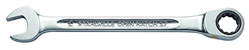 STAHLWILLE Nr. 17F l Ratschen-Ringmaulschlüssel 22 mm l flache Ringseite l extrem belastbar l schraubenschonend