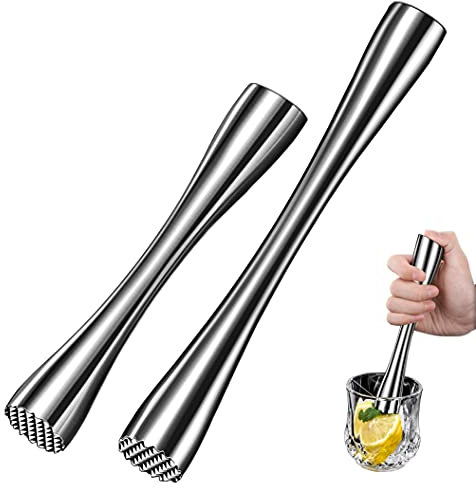 UPTALY 2pcs Thicken Stainless Steel Broken Popsicles (10 inch, 7.9 inch), Ramming Muddler, Ice Cube Mash Stick, Lemon Hammer For Cocktail, Ice Mallet Set, Manual Ice Crusher, Kitchen Ice Hammer