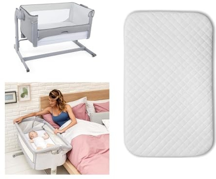 BUY ALL HERE Baby Next 2 Me Bedside crib Mattress - Super Soft & Extra Thick Foam Crib - Washable Cover - Size 83 x 50 x 5 cm - Made in UK