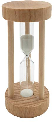 HEALLILY Office Clock Wooden Sand Hourglass Timer 3 Min Wood Frame Hourglass Sand Clock Timer for Office Kitchen Home Decor Desktop Decoration White Egg