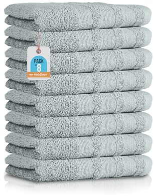 HolyDays® Gästehandtücher Set 8er Pack aus 100% Baumwolle Oeko-TEX® | Handtücher Set | Badtextilien | Gästetücher | Frottiertuch | saugstark | strapazierfähig (Grau, 30 x 50 cm)