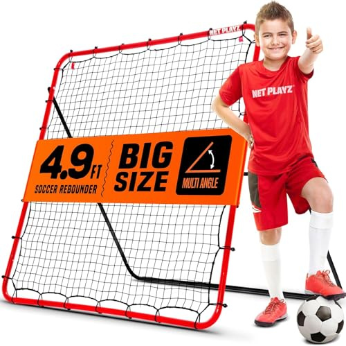 NET PLAYZ Rebounder für Fußball - Rebound Netz | Prellwand | Hilfsmittel und Ausrüstung für das Geschicklichkeitstraining für Kinder, Teenager und alle Altersgruppen – Kick-Back/tragbar (150 x 150 cm)
