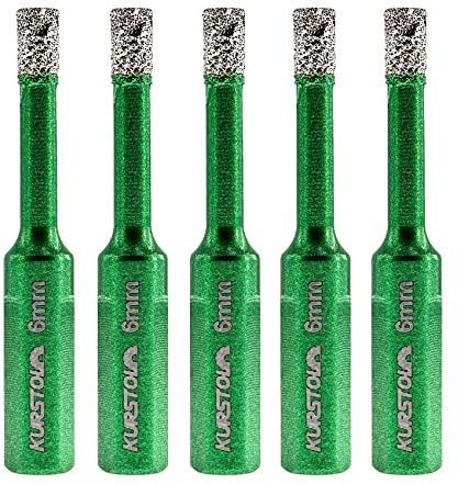 Porcelain Tile Diamond Drill Bits - Dry Diamond Hole Saw Set for Ceramic Marble Granite Stone,Diamond Core Drill Bit Kit Triangle Shank Fixed on Drills,No.K1(5pcs 6mm)