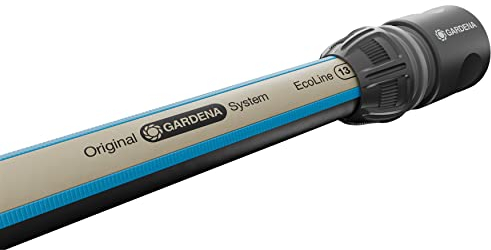 Gardena EcoLine Schlauch 1/2 Zoll, 20m mit Systemteilen: Nachhaltiger Gartenschlauch aus recyceltem Plastik, Phthalat- und schadstoffrei, Power-Grip-Funktion, frostsicher und UV-beständig (18931-20)