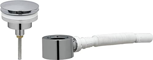 Ensemble fixe Ben (pour 1 bonde) avec bouchon d'évier chromé non obturateur et siphon plat pour meubles de 5/4 po