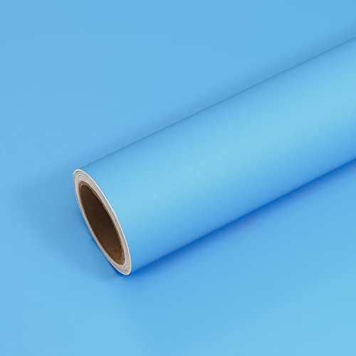 VEELIKE Tapete Hellblau Klebefolie Blau Selbstklebende Folie Möbel Küchentapete Blau Abwaschbar Wandtapete Küche Schrankaufkleber Badezimmer Möbelfolie für Tische Dekorfolie Verdicken 40cmx300cm