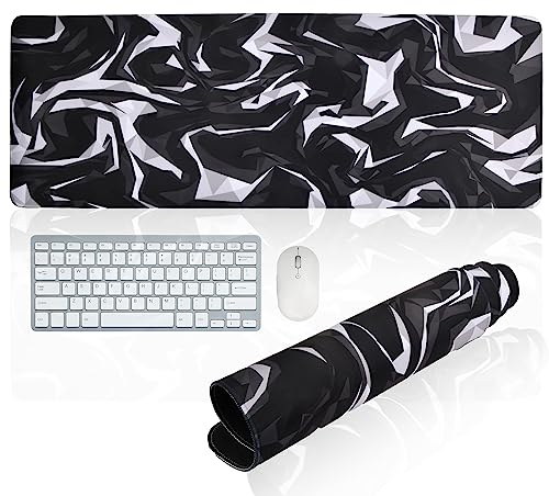 Vesaneae Tappetino Mouse Gaming 800x300mm, Tappetino per Mouse da Gioco Fresco, Mouse Pad Grande con Bordi Cuciti Base in Gomma Antiscivolo, Tappetino da Scrivania per Giocatori Ufficio e Casa (Black)