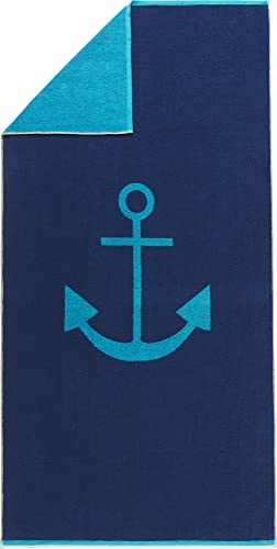 Erwin Müller Strandtuch Walk-Frottier Marine-türkis Größe 90x180 cm