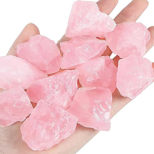 XIANNVXI Raw Rose Quartz Crystals,Natural Rough Rose Quartz Stones | 1 Pink Raw Crystal Rocks,Bulk Reiki Healing Gemstones Tumbling Cabbing Fountain Rocks 0.45lb