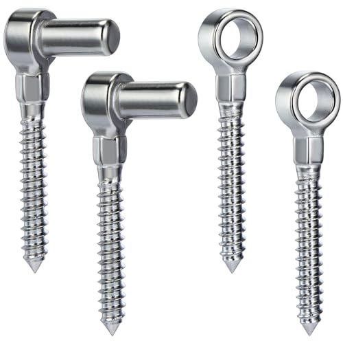 Zonon 2 Pair One Piece 304 Stainless Steel Gate Hinges Set, Eye Hinge and Pin Hinge, Screw Hinges to Mount for Wooden Gates Fences with Hole Dia 5/8'', Silver