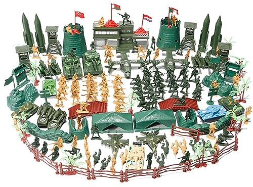 ISAKEN 60 Teiliges Militärische Figuren Set Militär Spielset Streitkräfte Armee Männer Soldaten Kampf Bewegliche Actionfiguren mit Militär Waffen Militärspielset für Kinder Party Deko Geschenk