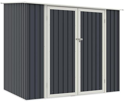 BillyOh Knighton Pent Metal Shed - 7x5ft Grey Metal Garden Storage Box Shed with Galbanised Zinc-Steel Frame - Weather Resistant with Lockable Door & Roof Outdoor Storage Cabinet for Tools & Bikes