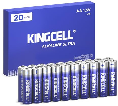 KINGCELL AA Batteries 20 Pack, High-Performance Double A Batteries with Ultra Long-Lasting, Leakproof 1.5V Alkaline Batteries 10-Year Shelf Life