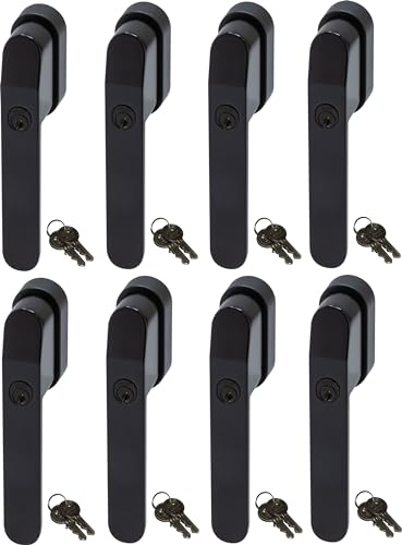 ABUS FG400BK, abschließbarer Fenstergriff in schwarz im Set 8 Stück, alle gleichschließend AL0125 mit sechzehn Schlüsseln