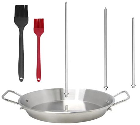 bephible Bistecchiera con base rotonda senza sbavature in acciaio inox 304, spiedini per forni, griglie, spiedini al pastore, supporto verticale con punte rimovibili, spiedo brasiliano B