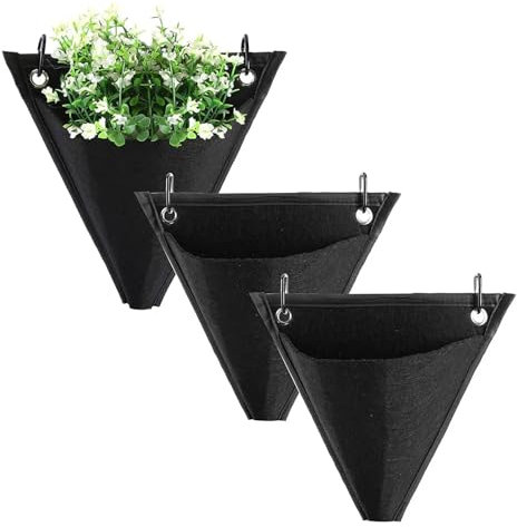 Vertikaler Garten 5 Stück Pflanzen-Hängetasche mit Haken Gartenpflanzentasche Wandhalterung Tasche Pflanztasche Blumentasche Topf Vliesstoff Blumenständer Pflanzbeutel