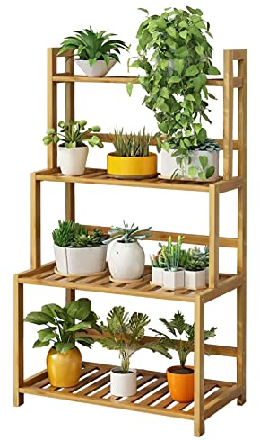 CNBYDK Pflanzenständer, 4-stufiger Pflanzenständer aus Bambus, freistehend, 103 cm hoch, Blumentopfhalter, Eck-Pflanzenständer, Leiterregal für Wohnzimmer, Veranda, Balkon, Bür