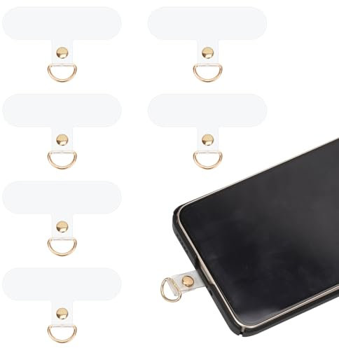 NQEUEPN 6pcs Cell Phone Lanyard tabs, 2.4x1.57x0.16in Cellphone Lanyard Patch Pad Phone Strap Tether Tags Lanyard Tab for Safety Tether Connector for Most Smartphones(Transparent)