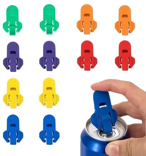 Manueller Dosenöffner aus Kunststoff, bunt, für Getränkedosen, oberer Ringöffner, Werkzeug, Handheld-Getränkedosenabdeckung, Schutz für Pop, Cola, Bier, Limo, Aluminium, Getränke, 12 Stück
