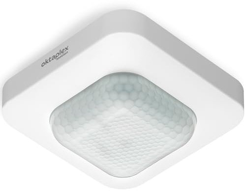 Oktaplex Leo - Detector de movimiento interior (360°, alcance 10 m, 230 V, sensor de movimiento, apto para LED, color blanco