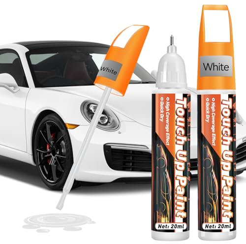 prowithlin Touch Up Paint for Cars, 40ml, 2 Pack, Car Paint Scratch Repair, 2-In-1 Car Touch Up Paint Pen, Quick & Easy Solution to Repair Minor Automotive Scratches (white)