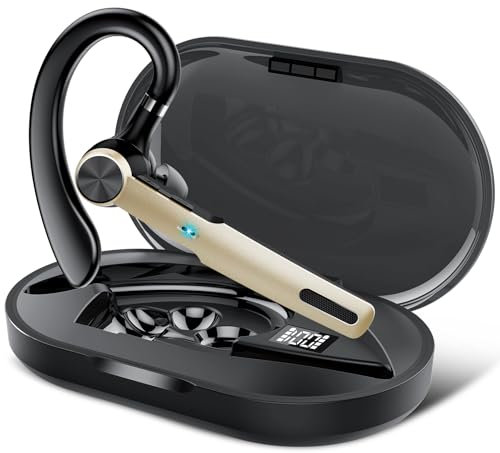 Auricolare Bluetooth senza fili con microfono ENC, 60 ore di conversazione, auricolare Bluetooth singolo orecchio V5.3 con custodia di ricarica da 400 mAh, impermeabile IP7, per telefoni cellulari iOS