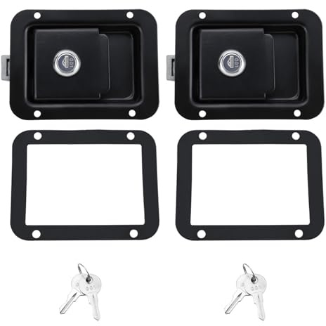 Psdndeww Serratura professionale per porta con maniglia d'ingresso in metallo, resistente alle intemperie, per rimorchi e soluzione di conservazione sicura