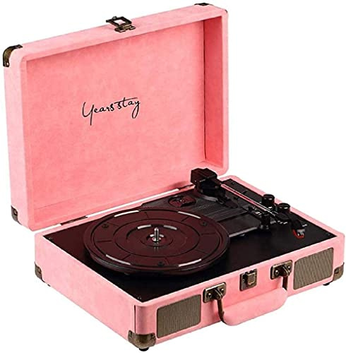 MRKU Gramophone, Tourne-Disque Vinyle 3 Vitesses Tourne-disques Vintage avec Haut-Parleur stéréo Tourne-Disque Portable à entraînement par Courroie Valise Vie intéressante