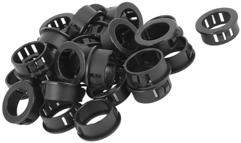 TA-VIGOR 30Pcs 25mm Cable Hose Snap Bushing Grommet Protector, Black Nylon Round Snap Bushing Mounted Dia Locking