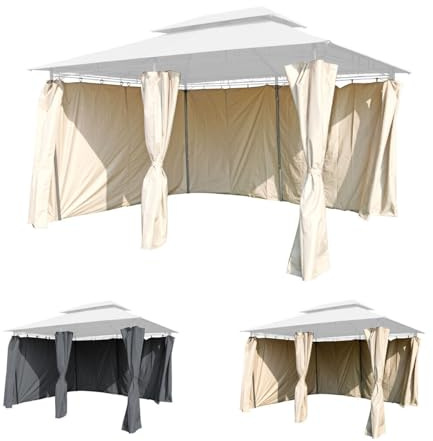 Mojawo 6er Seitenteile Set für Pavillon 4x3m Gartenpavillon Seitenwand Sichtschutz Farbwahl Partyzelt Wasserdicht, Farben:Grau