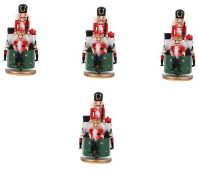 Zerodeko 4 Pezzi Cassa Armonica Schiaccianoci Carillon Per Donne Soldato Schiaccianoci Arredamento Figurine Di Di Natale Scatole Con Coperchio Retrò Legno