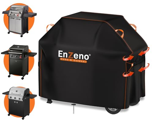 Enzeno Grillabdeckung Wetterfest,132x66x110cm Gasgrill Grillabdeckung 420D Grill Schutzhülle Staubdicht Grill Abdeckplane für Weber,Brinkmann,Char Broil - Schwarz