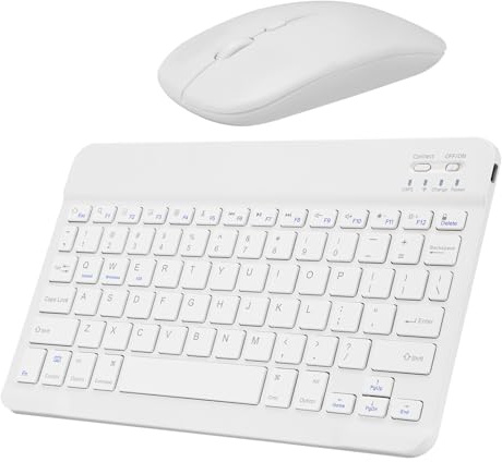 Wireless Bluetooth Keyboard and Mouse Combo Set,Ultra thin portable silent wireless keyboard, Rechargeable keyboard,QWERTY UK Layout, Compatible for iOS, Mac, iPad, Windows and Android and Above OS