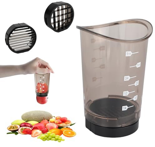 Vegetable and Fruit Slicer Cup - Detachable Vegetable and Fruit Slicer, 3 Types of Cutting Blade Molds, Safe and Efficient Strawberry Cutter, Grape Cutter, Multifunctional Chopper