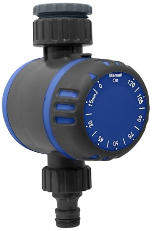 S&M 590092 - Minuteur mécanique de 1 à 120 Minutes | Fonctionne sans Piles | Facile à Utiliser, Robuste et très intuitif | avec entrée filetée H 3/4 - 1 et Sortie M 3/4 | Pression jusqu'à 12 Bars