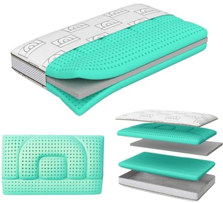 Wellness Pillow Milano Orthopädisches Nackenkissen, verstellbar, Aloe Vera (4 Höhen 6/8/12/14 cm) – lindert Schmerzen, atmungsaktiv, Anti-Schnarchen, hypoallergen, waschbarer und kühlender Bezug