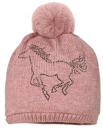 maximo MINI Girl-Mütze Pferd Strass, Kunstfellpompon, Vollfutter