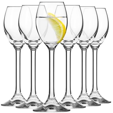 Krosno | Lot de 6 verres à liqueur, liqueur, verre à liqueur | Lot de 6 x 50 ml | Collection Venezia | Design classique | Pied long | Pour fêtes et fêtes | Cristal sans plomb, Passe au lave-vaisselle