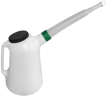 F Fityle Jarra medidora de Aceite con Tapa, Recipiente portátil ergonómico y Resistente, con Largo para garajes y vehículos, 5l 30cmx19cm