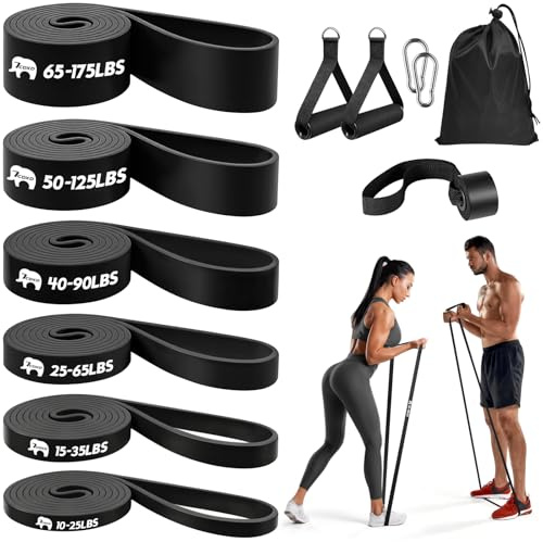 Ensemble de Bandes de Résistance, 6 Bandes de Traction pour Musculation, Haltérophilie, Renforcement Musculaire, Entraînement à Domicile, Mobilité et étirements