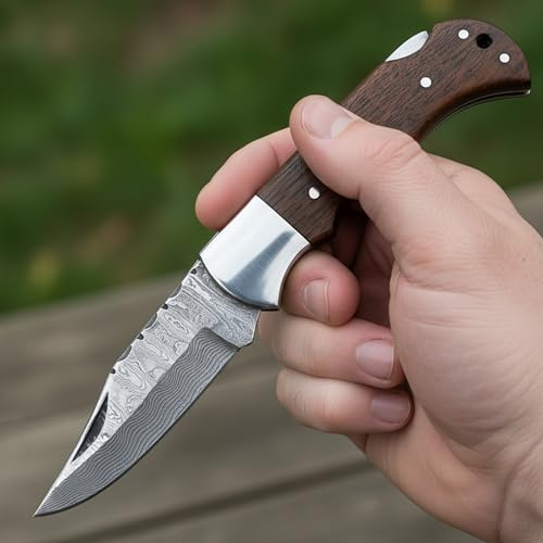 PAL 2000 KNIVES Coltello tascabile pieghevole in acciaio Damasco inossidabile fatto a mano personalizzato con fodero 3170
