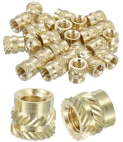 QUARKZMAN Rändelmuttern 30 Stück M6 x 8mm Länge x 9mm Außendurchmesser 3D Druck Messingmuttern Gewindeeinsätze Messing Einpressmuttern Einbettmuttern