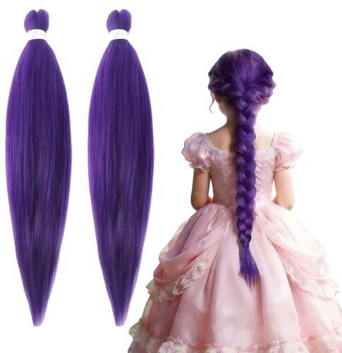 AYNKH 2 pièces 26 Pouces EZ Braid Pré éTiré Braids Meches Meches Pour Tresses Paquets Pre Tiré Africaine Long Easy Braids Knotless Yaki Nattes Extensions Rajout Cheveux Tresses (Couleur Lavande)