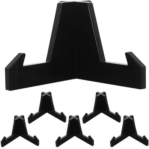 SAFIGLE Supporto Porta Biglietti da Visita Acrilico Nero 6 Pezzi Espositore da Scrivania per Ufficio Organizzatore per Carte e Medaglie Distributore Porta Carte da Cavalletto Stabile e
