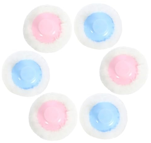 Abaodam 6 Piezas Kit de 6 Borlas de Polvos para Bebés, Aplicador de Felpa en Colores Azul Claro y Rosa, Tamaño Compacto Adecuado para Cuidado Infantil en Casa y Viajes, Absorbe