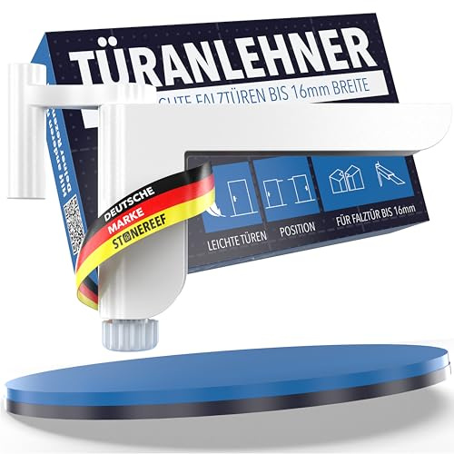 Türschließer ohne Bohren Türanlehner bis 16 mm Falz Türdämpfer weiß | Wird nur in den Türfalz eingehängt: kein Bohren, keine Spuren, jederzeit abnehmbar – ideal für Mietwohnungen