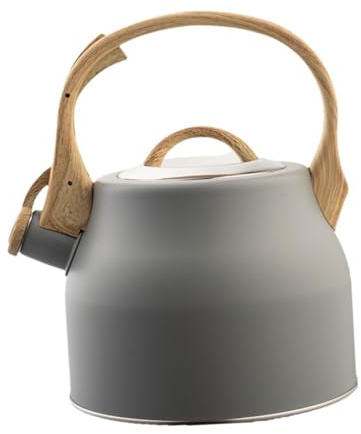 predolo Bollitore per il tè con fischio in acciaio inossidabile, bollitore con fischio forte, teiera per il latte, per tutti, per uso domestico, Grigio
